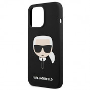 Karl Lagerfeld Head Silicone Case - дизайнерски силиконов кейс за iPhone 13 Pro (черен) 5
