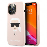 Karl Lagerfeld Head Silicone Case - дизайнерски силиконов кейс за iPhone 13 Pro (розов)