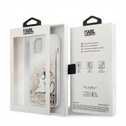 Karl Lagerfeld Liquid Glitter Choupette Fun Case - дизайнерски кейс с висока защита за iPhone 13 (прозрачен-златист) 7
