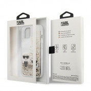 Karl Lagerfeld Liquid Glitter Karl & Choupette Case - дизайнерски кейс с висока защита за iPhone 13 (прозрачен-златист) 7