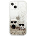 Karl Lagerfeld Liquid Glitter Karl & Choupette Case - дизайнерски кейс с висока защита за iPhone 13 (прозрачен-златист) 3