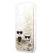 Karl Lagerfeld Liquid Glitter Karl & Choupette Case - дизайнерски кейс с висока защита за iPhone 13 (прозрачен-златист) 5
