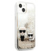 Karl Lagerfeld Liquid Glitter Karl & Choupette Case - дизайнерски кейс с висока защита за iPhone 13 (прозрачен-златист) 4