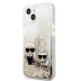 Karl Lagerfeld Liquid Glitter Karl & Choupette Case - дизайнерски кейс с висока защита за iPhone 13 (прозрачен-златист) 2