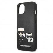 Karl Lagerfeld Karl & Choupette Ikonik Leather Case - дизайнерски кожен кейс за iPhone 13 (черен)  5