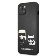 Karl Lagerfeld Karl & Choupette Ikonik Leather Case - дизайнерски кожен кейс за iPhone 13 (черен)  1