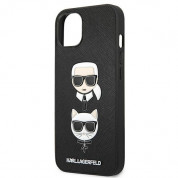 Karl Lagerfeld Karl & Choupette Saffiano Leather Case - дизайнерски кожен кейс за iPhone 13 (черен) 5