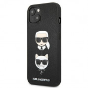 Karl Lagerfeld Karl & Choupette Saffiano Leather Case - дизайнерски кожен кейс за iPhone 13 (черен) 1