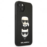 Karl Lagerfeld Karl & Choupette Saffiano Leather Case - дизайнерски кожен кейс за iPhone 13 (черен) 3