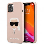 Karl Lagerfeld Head Silicone Case - дизайнерски силиконов кейс за iPhone 13 (розов)