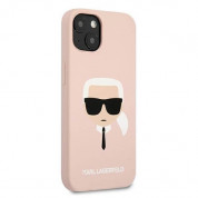 Karl Lagerfeld Head Silicone Case - дизайнерски силиконов кейс за iPhone 13 (розов) 3