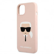Karl Lagerfeld Head Silicone Case - дизайнерски силиконов кейс за iPhone 13 (розов) 5