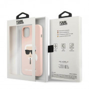 Karl Lagerfeld Head Silicone Case - дизайнерски силиконов кейс за iPhone 13 (розов) 7