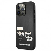 Karl Lagerfeld Karl & Choupette Ikonik Leather Case - дизайнерски кожен кейс за iPhone 13 Pro Max (черен)  1