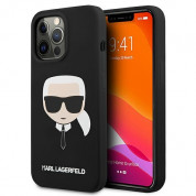 Karl Lagerfeld Head Silicone Case - дизайнерски силиконов кейс за iPhone 13 Pro Max (черен)