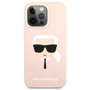 Karl Lagerfeld Head Silicone Case - дизайнерски силиконов кейс за iPhone 13 Pro Max (розов) 2