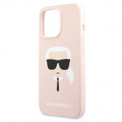 Karl Lagerfeld Head Silicone Case - дизайнерски силиконов кейс за iPhone 13 Pro Max (розов) 5