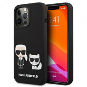 Karl Lagerfeld Karl & Choupette Silicone Case - дизайнерски силиконов кейс за iPhone 13 Pro Max (черен)