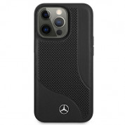 Mercedes-Benz Perforated Area Genuine Leather Hard Case - дизайнерски кожен кейс (естествена кожа) за iPhone 13 Pro (черен) 3