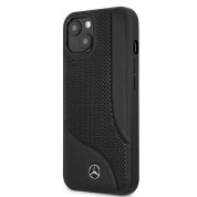 Mercedes-Benz Perforated Area Genuine Leather Hard Case - дизайнерски кожен кейс (естествена кожа) за iPhone 13 (черен) 1