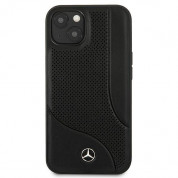 Mercedes Perforated Area Genuine Leather Hard Case - дизайнерски кожен кейс (естествена кожа) за iPhone 13 (черен) 2