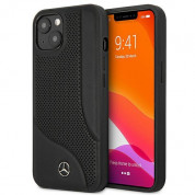 Mercedes-Benz Perforated Area Genuine Leather Hard Case for iPhone 13 mini (black)