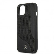 Mercedes-Benz Perforated Area Genuine Leather Hard Case for iPhone 13 mini (black) 5