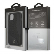 Mercedes-Benz Perforated Area Genuine Leather Hard Case - дизайнерски кожен кейс (естествена кожа) за iPhone 13 mini (черен) 7