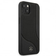 Mercedes-Benz Perforated Area Genuine Leather Hard Case for iPhone 13 mini (black) 3