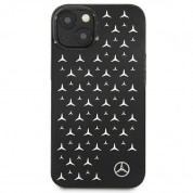 Mercedes-Benz Silver Stars Pattern Silicone Case - дизайнерски силиконов калъф за iPhone 13 (черен) 2