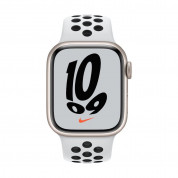 Apple Watch Nike Series 7 GPS, 41mm Starlight Aluminium Case with Pure Platinum/Black Nike Sport Band - умен часовник от Apple 1