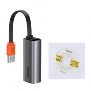 Baseus Steel Cannon USB-A to Ethernet Adapter (CAHUB-AD0G) - адаптер за свързване от USB-A към Ethernet жичен интернет (тъмносив) 1