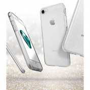 Spigen Liquid Crystal Glitter Case - тънък силиконов (TPU) калъф за iPhone SE (2022), iPhone SE (2020), iPhone 8, iPhone 7 (прозрачен)  5