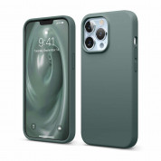 Elago Soft Silicone Case - силиконов (TPU) калъф за iPhone 13 Pro (тъмнозелен)