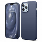 Elago Soft Silicone Case - силиконов (TPU) калъф за iPhone 13 Pro Max (тъмносин)