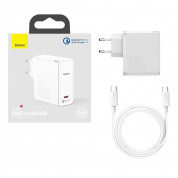 Baseus GaN 2 Fast Charger 1C 100W (TZCCGAN-L02) - захранване за ел. мрежа за лаптопи, смартфони и таблети с USB-C изход и технология за бързо зареждане и USB-C кабел (бял) 16