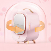 Baseus Mini Beauty Cosmetics Fridge With Mirror 220V (CRBX01-A04) - портативен мини хладилник за козметика с вградено огледало (розов) 15