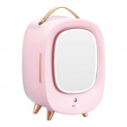 Baseus Mini Beauty Cosmetics Fridge With Mirror 220V (CRBX01-A04) - портативен мини хладилник за козметика с вградено огледало (розов) 3