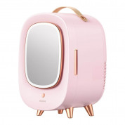 Baseus Mini Beauty Cosmetics Fridge With Mirror 220V (CRBX01-A04) - портативен мини хладилник за козметика с вградено огледало (розов) 2