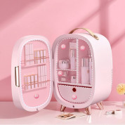 Baseus Mini Beauty Cosmetics Fridge With Mirror 220V (CRBX01-A04) - портативен мини хладилник за козметика с вградено огледало (розов) 11