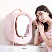 Baseus Mini Beauty Cosmetics Fridge With Mirror 220V (CRBX01-A04) - портативен мини хладилник за козметика с вградено огледало (розов) 7