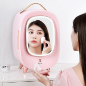 Baseus Mini Beauty Cosmetics Fridge With Mirror 220V (CRBX01-A04) - портативен мини хладилник за козметика с вградено огледало (розов) 13