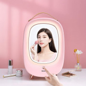 Baseus Mini Beauty Cosmetics Fridge With Mirror 220V (CRBX01-A04) - портативен мини хладилник за козметика с вградено огледало (розов) 14