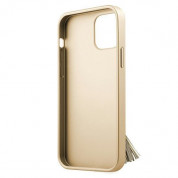 Guess Saffiano Hard Case With Ring Stand - дизайнерски кожен кейс с пръстен против изпускане за iPhone 12, iPhone 12 Pro (златист) 1