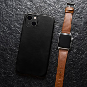 iCarer Leather Oil Wax MagSafe Case - кожен (естествена кожа) кейс с MagSafe за iPhone 13 mini (черен) 12