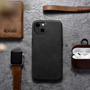 iCarer Leather Oil Wax MagSafe Case - кожен (естествена кожа) кейс с MagSafe за iPhone 13 mini (черен) 14