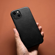 iCarer Leather Oil Wax MagSafe Case - кожен (естествена кожа) кейс с MagSafe за iPhone 13 mini (черен) 15