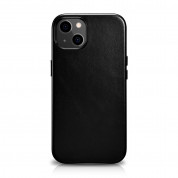 iCarer Leather Oil Wax MagSafe Case - кожен (естествена кожа) кейс с MagSafe за iPhone 13 mini (черен)