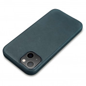 iCarer Leather Oil Wax MagSafe Case - кожен (естествена кожа) кейс с MagSafe за iPhone 13 mini (син) 8