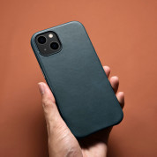 iCarer Leather Oil Wax MagSafe Case - кожен (естествена кожа) кейс с MagSafe за iPhone 13 mini (син) 10